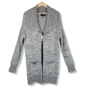 Hurley Long Line Cardigan Sweater Medium Marled‎ Gray